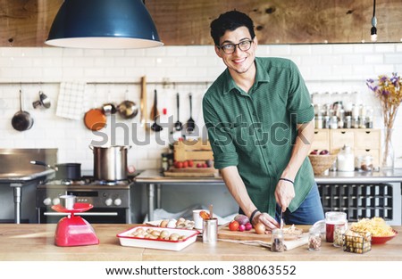 Handsome Man Chef Cook Cooking Concept