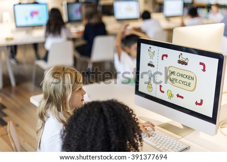 Students Learning Biology E-learning Concept