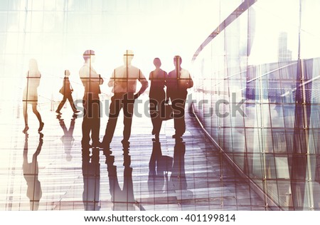 Back lit Business People Working Corporate Concept