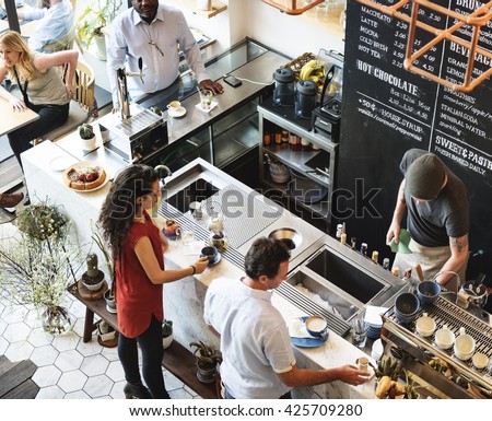 Coffee Shop Bar Counter Cafe Restaurant Relaxation Concept
