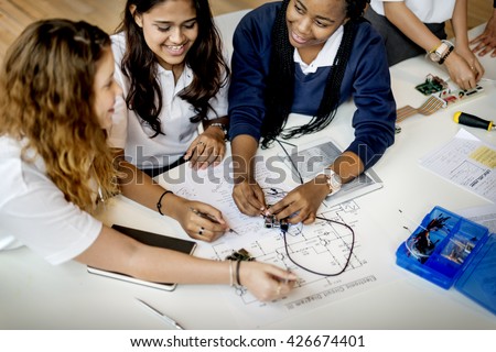 Students Electronic Electricity Circuit System Learning Concept
