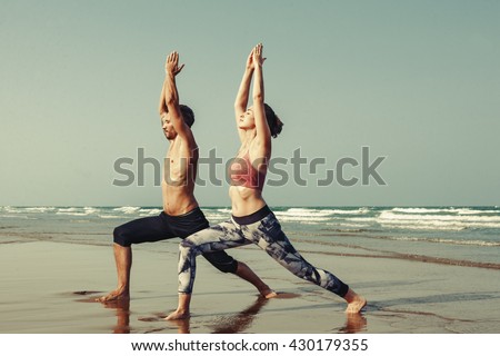 Yoga Exercise Active Beach Outdoor Concept
