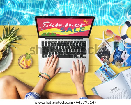 Summer Sale Laptop Relax Holiday Shopping Concept