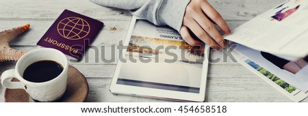 Lady Reading Travel Article Concept