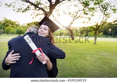 Graduation Day Grandfather Proud Hugging Concept