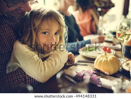 Little Girl Hugging Father Thanksgiving Celebration Concept