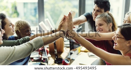 Teamwork Power Successful Meeting Workplace Concept
