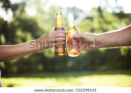 Cheers Beer Alcohol Celebration Outdoors Toast Concept