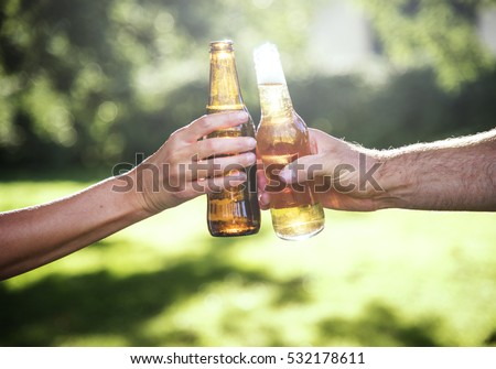 Cheers Beer Alcohol Celebration Outdoors Toast Concept