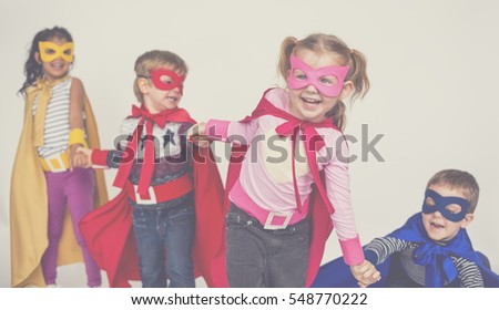 Super hero kids playing around