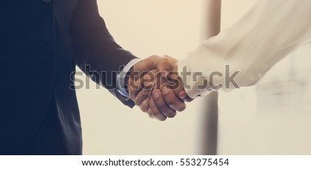 Men Women Business Agreement Hands Shake