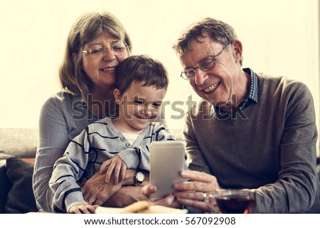 Grandparent Grandson Family Technology Digital