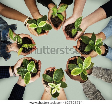 Diverse people plant environment