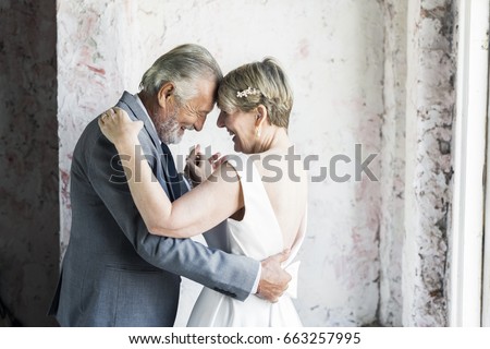 Senior couple dance together anniversary love