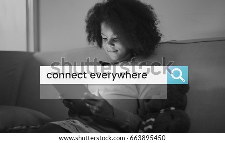Stay Connect Everywhere Word in Search Bar Magnifying Glass Graphic