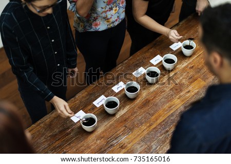 types of coffee placed to taste or smell