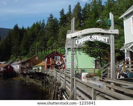 Ketchikan Creek Street. stock photo : Creek Street in