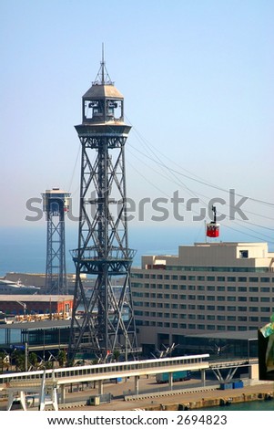 Ferry cable tower, Barcelona harbor