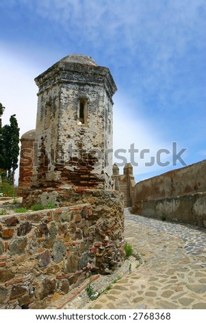 Defense wall of Malaga\'s castle, Spain