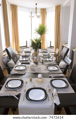 Dining room table elegantly set