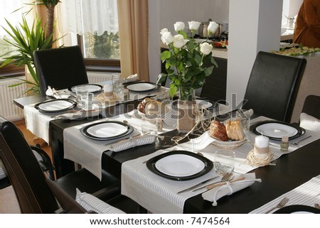 Dining room table elegantly set
