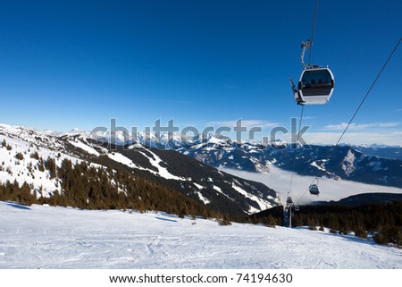 Cable car going to Schmitten ski resort in Zell Am See, Austria