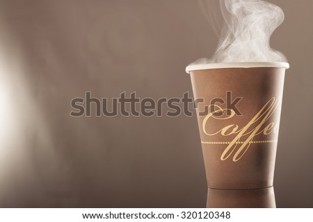 cup of hot coffee with smoke