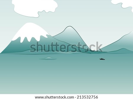 landscape of mountains and lake