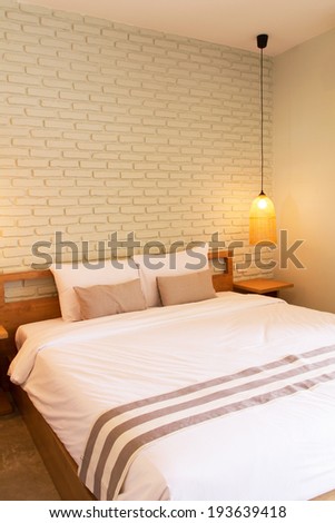 Bedroom Interior design with raw brick wall, Home Architecture