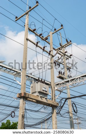 Electric transformer on the pole, Transform Electric high voltage to low voltage