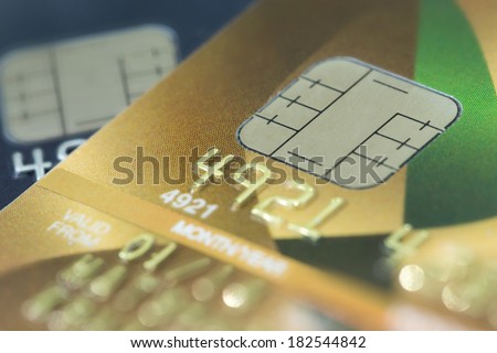 credit cards with smart ship on wood texture