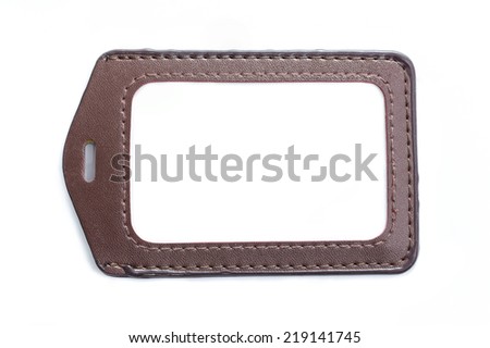 Leather name Tag isolated white background