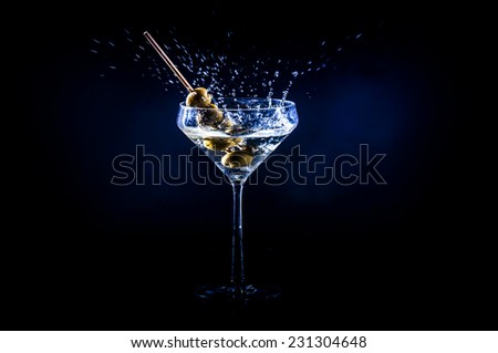 Martini Glass and olives