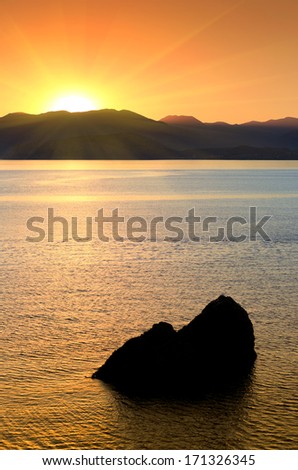 nice sunset scene on sea
