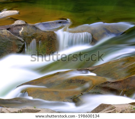 water of mountain stream run over stones