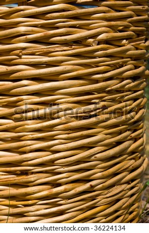 View to side of woven basket