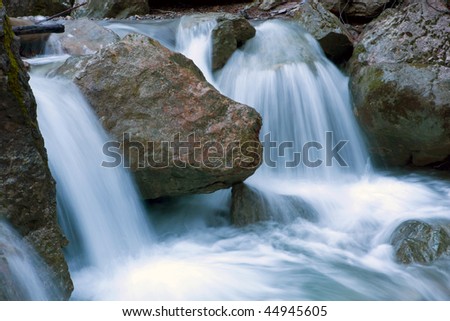 Quick run of mountain stream among stones