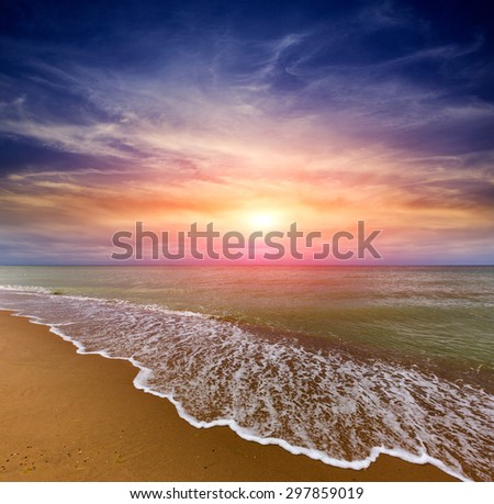 Nice evening scene with sunset over sea