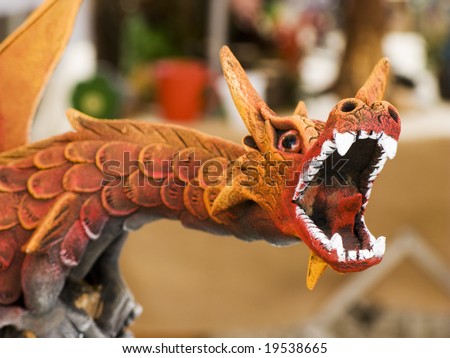 open mouth of a big red dragon