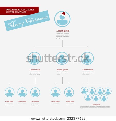 Corporate organization chart template with business people icons. Corporate hierarchy. Human model connection. Christmas version. Vector illustration. flat design.