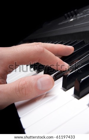 Musician play piano synthesizer