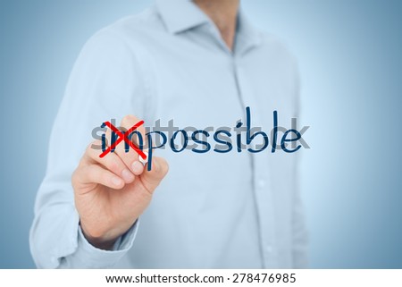 Possible or impossible? Businessman change negative think to positive.