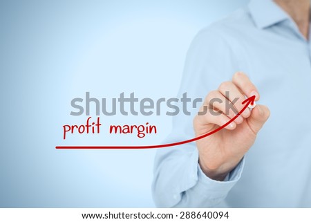 Increase profit margin concept. Businessman plan (predict) profit margin growth represented by graph.