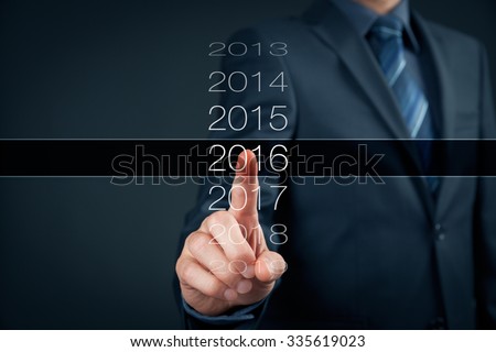 Businessman welcome year 2016. Business new year card concept.