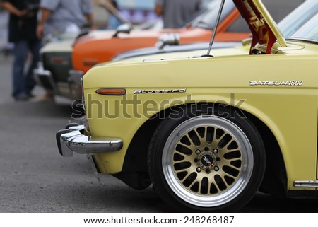 THAILAND - APRIL 5: An unidentified people visit retro car motor show on April 5, 2014 in Bangkok, Thailand. The festival is meeting retro car user of Thailand.