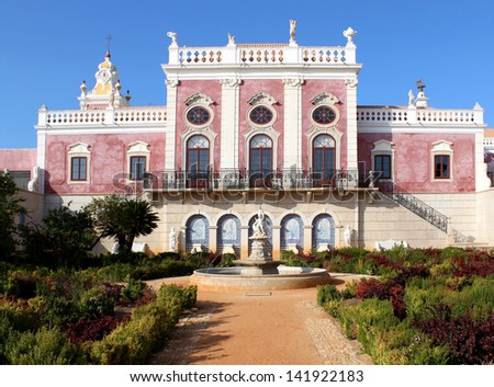 Palace of Estoi (garden), a work of Romantic architecture unique in the Algarve region. Portugal (The building and garden was started in the nineteenth century, and  inauguration  was in 1909)