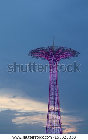 Parachute Jump in the foreground, on September 01, 2013 in Coney Island, NY.