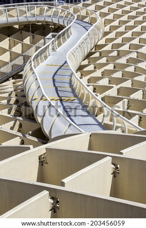 SEVILLE, SPAIN - MAY 2014: Texture graphic detail of Metropol Parasol in Plaza de la Encarnacion on 31 of May 2014 in Sevilla,Spain. A new Seville Market Hall and attractive destination.