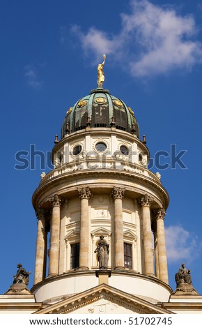the French Cathedral dome detail, Gendarmenmarkt square, Berlin