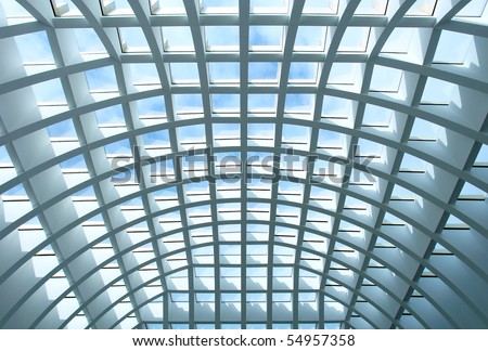 Geometric pattern ceiling of office building
